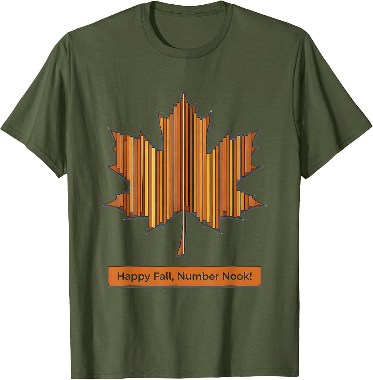 Happy Fall, Number Nook! Retro Teacher Fall Classroom Wear T-Shirt - Olive Green
