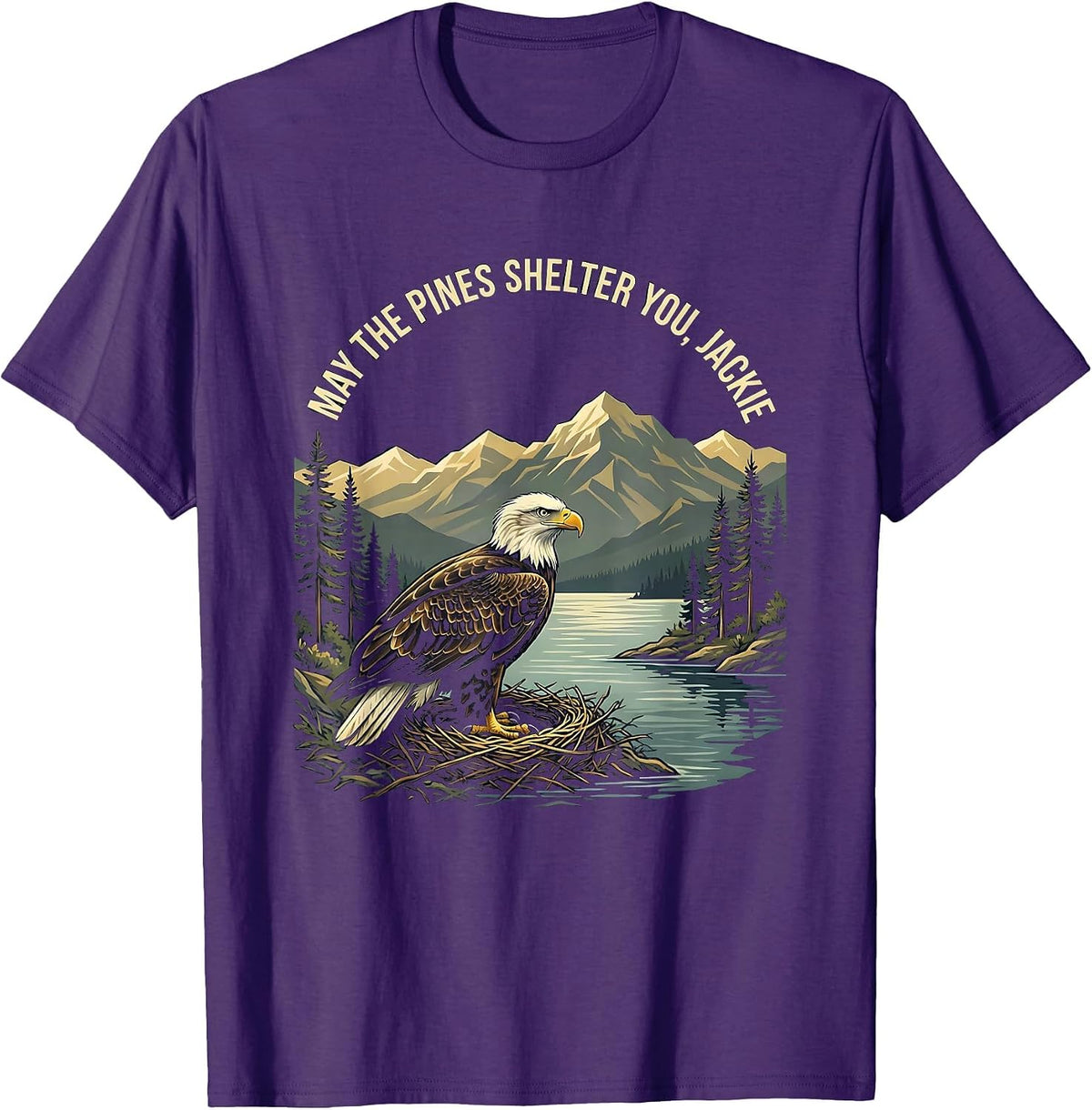 Men's May The Pines Shelter You Jackie Vintage Eagle Memorial T-Shirt - Purple