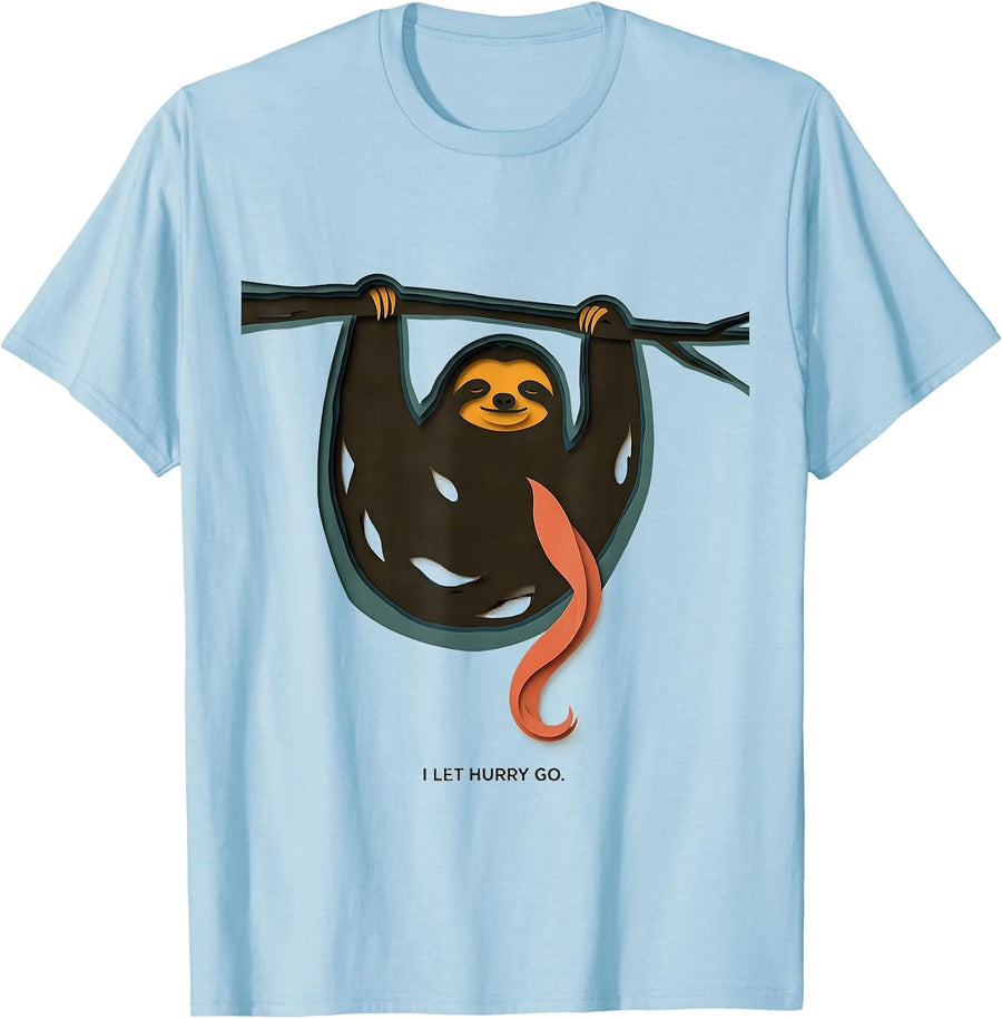 Men's I Let Hurry Go Funny Sloth Lazy Humor Gift for Sloth Lovers T-Shirt - Baby Blue