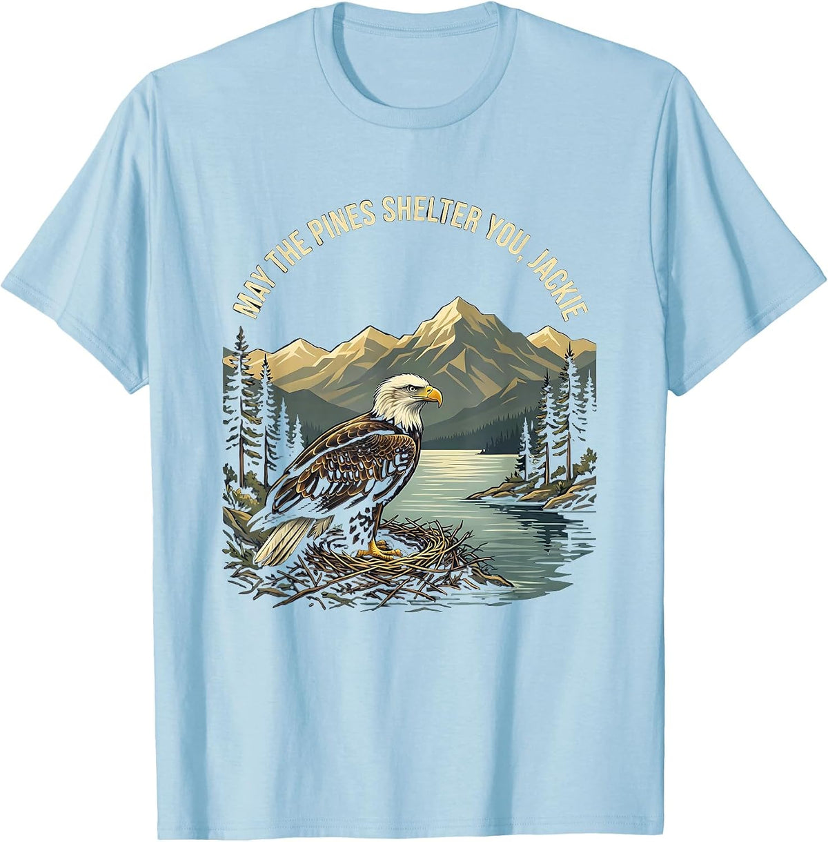 Men's May The Pines Shelter You Jackie Vintage Eagle Memorial T-Shirt - Baby Blue