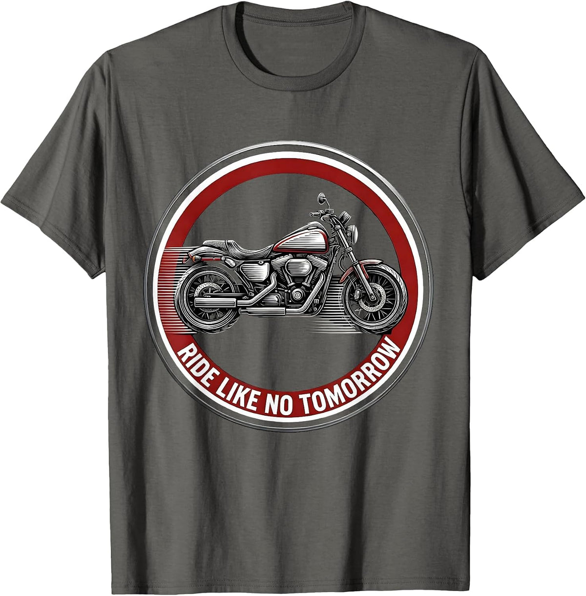 Men's Ride Like No Tomorrow Biker Design T-Shirt - Asphalt Grey