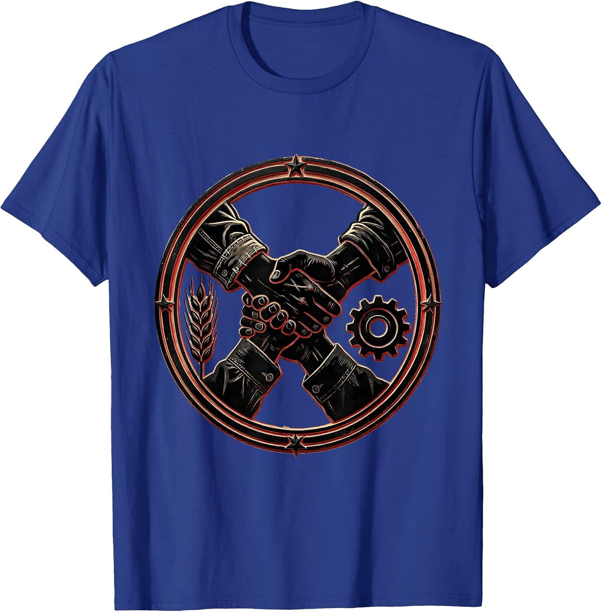 We The People Farmer and Factory Worker Unity T-Shirt - Royal Blue