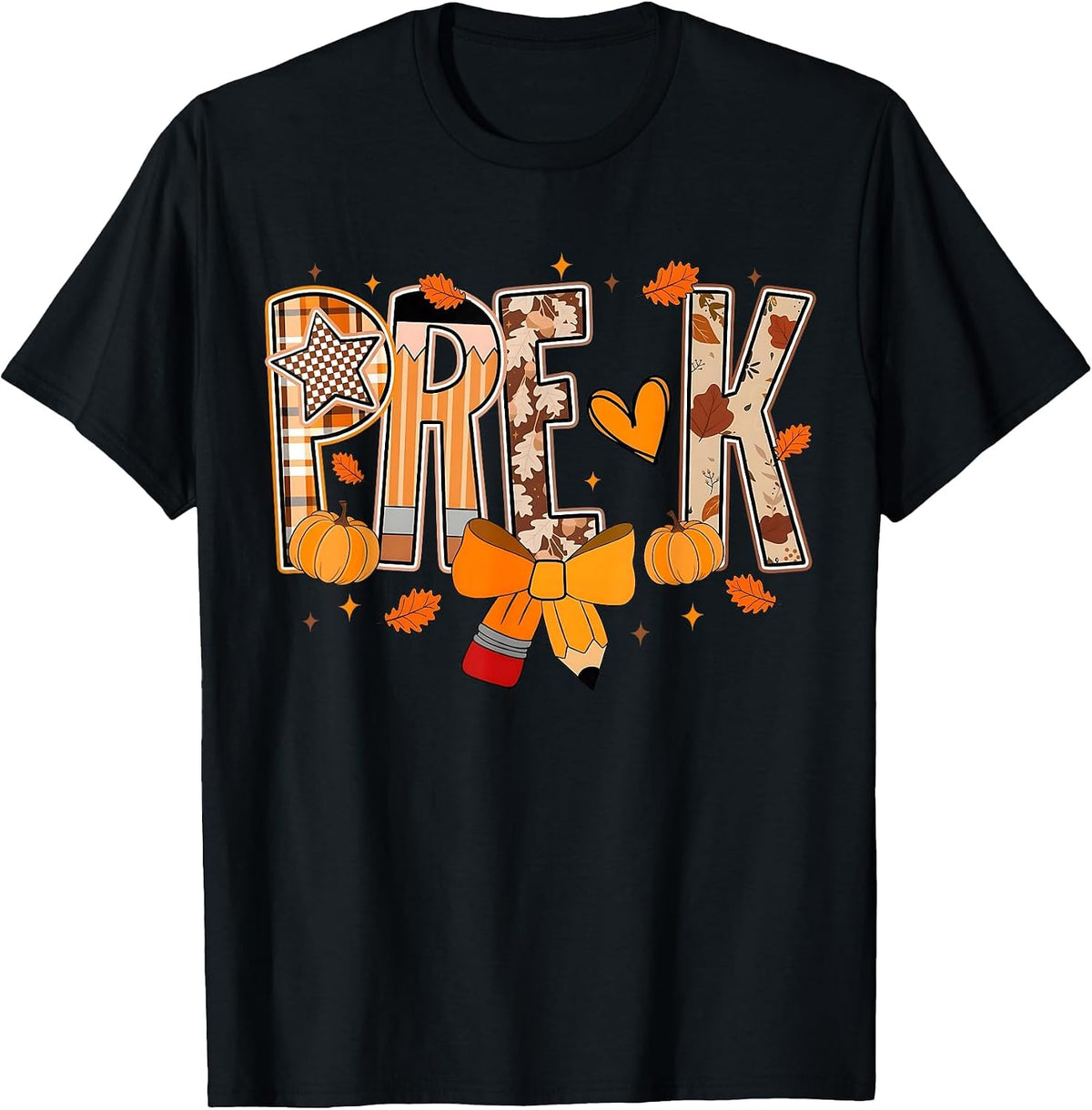 Pre K Preschool Fall Floral Coquette Bow Teachers Students T-Shirt - Black