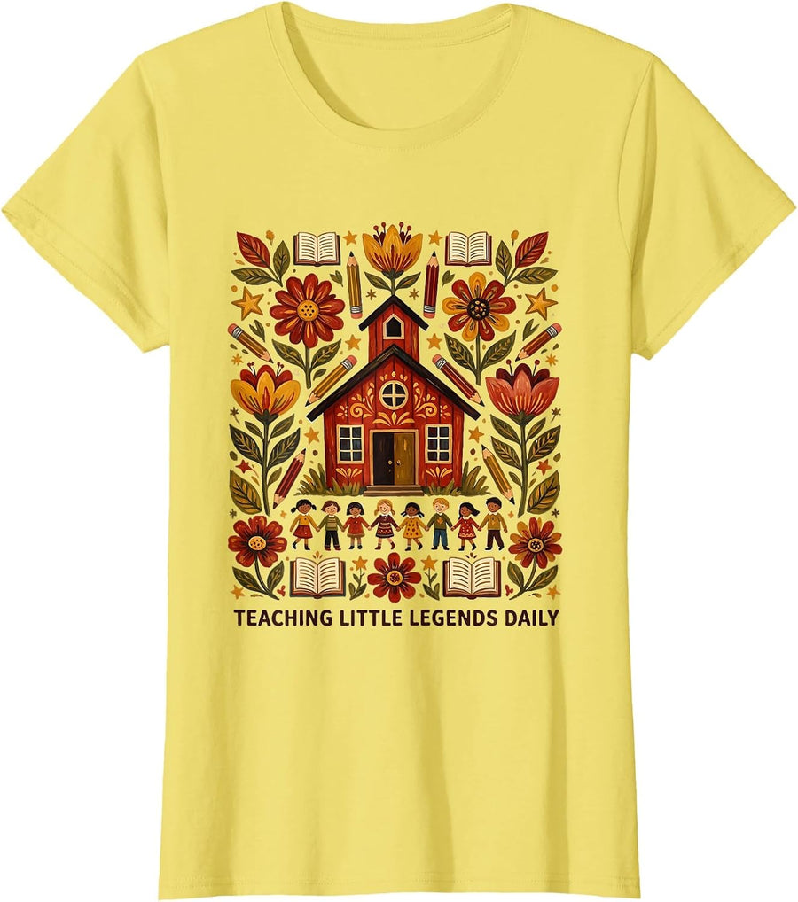 Teaching Little Legends Daily Preschool Teacher T-Shirt - Lemon Yellow
