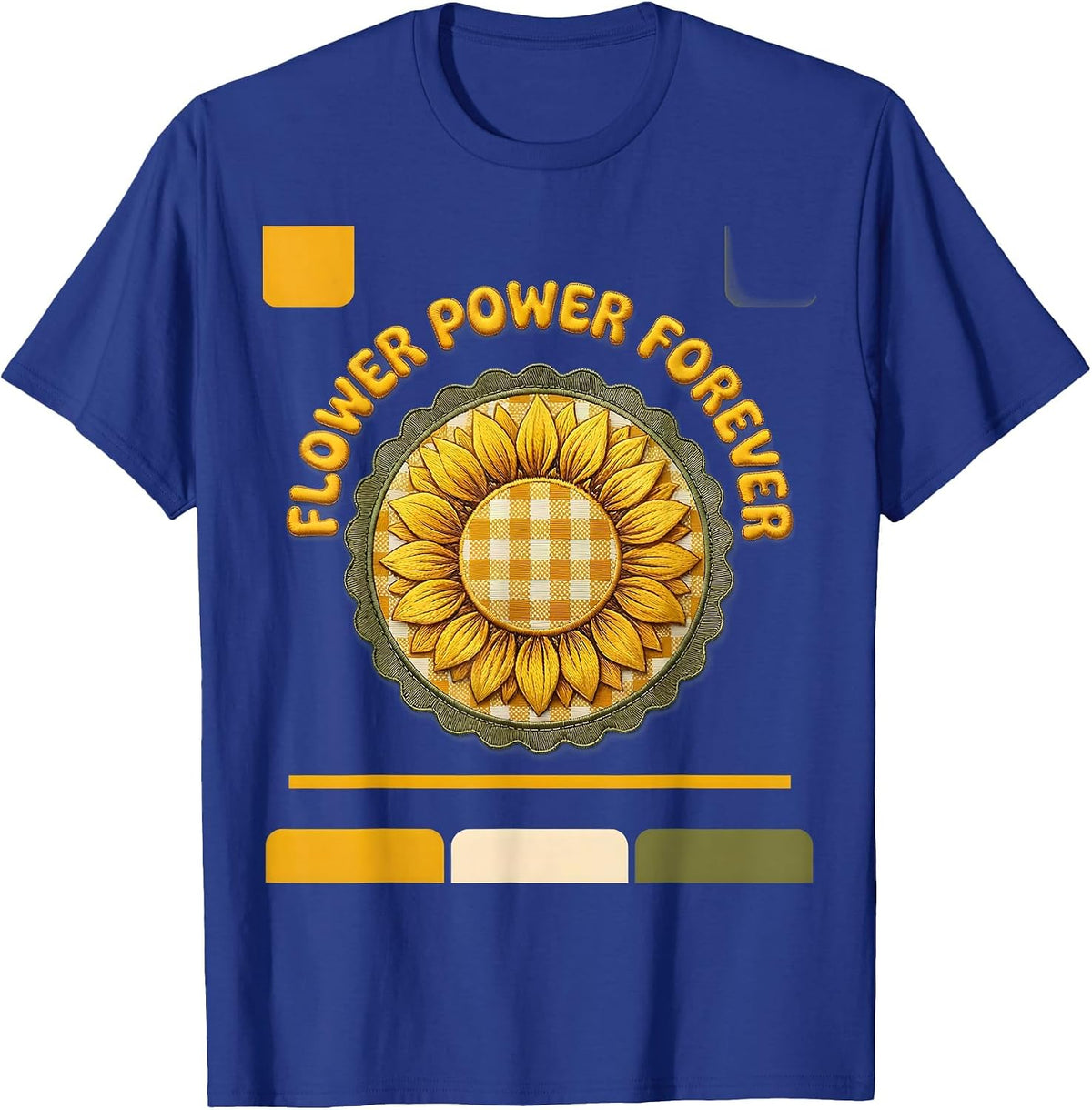 Men's Flower Power Forever Hippie Groovy Design T-Shirt - Royal Blue