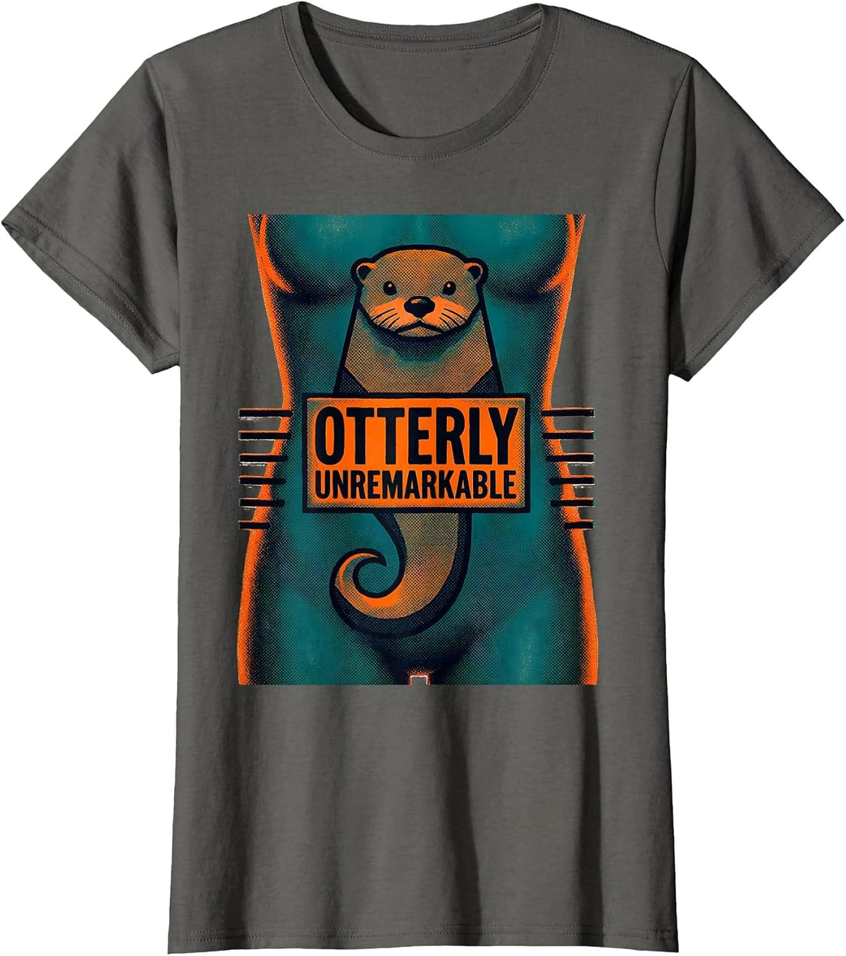 Women's Otterly Unremarkable Risograph Funny Otter Lover Gift T-Shirt - Asphalt Grey