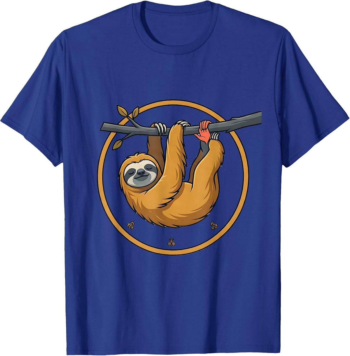 Sloth Hanging Lazy Humor Animal Lover Novelty T-Shirt - Royal Blue