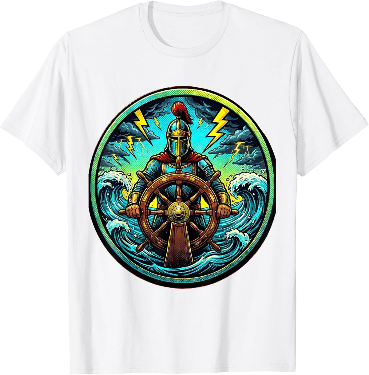 Men's Chaos Coordinator Crowned Captain Stormy Whirlpool T-Shirt - White