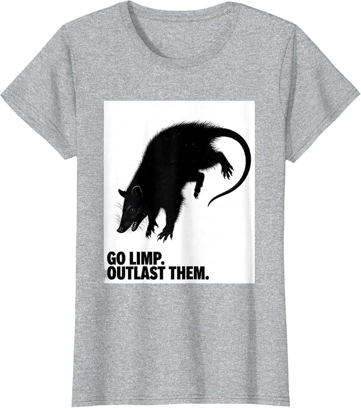 Go Limp Outlast Them Funny Opossum Animal Meme Humor T-Shirt - Heather Grey