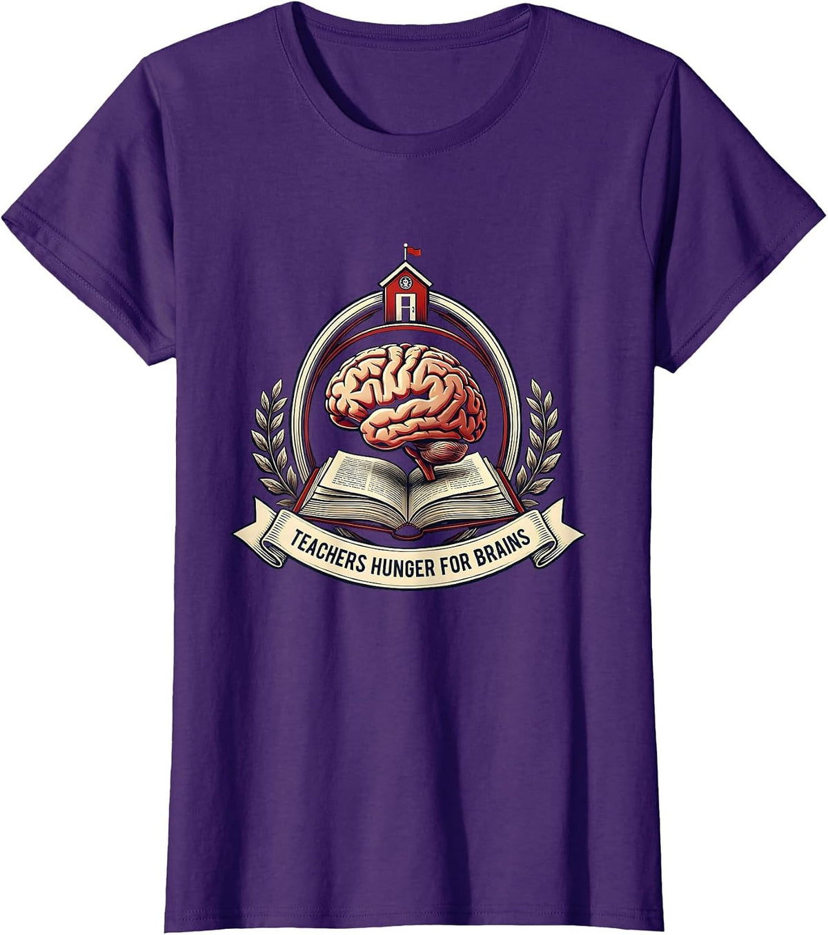 Women's Teachers Hunger For Brains Funny Zombie Teacher Halloween T-Shirt - Purple