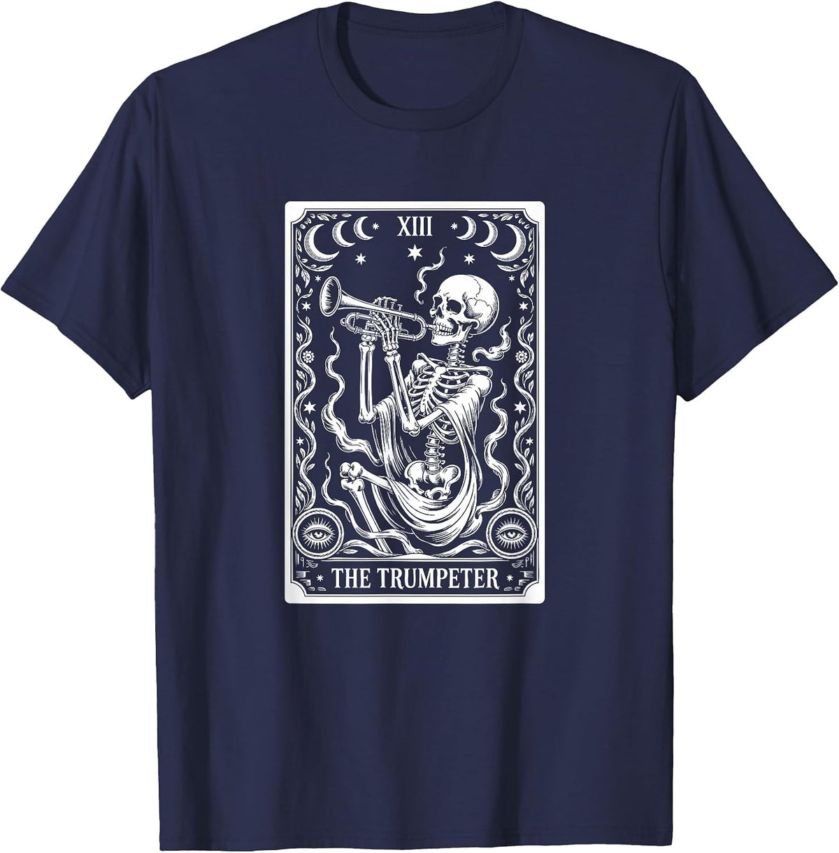 The Trumpeter Tarot Card, Trumpet Player T-Shirt - Navy Blue