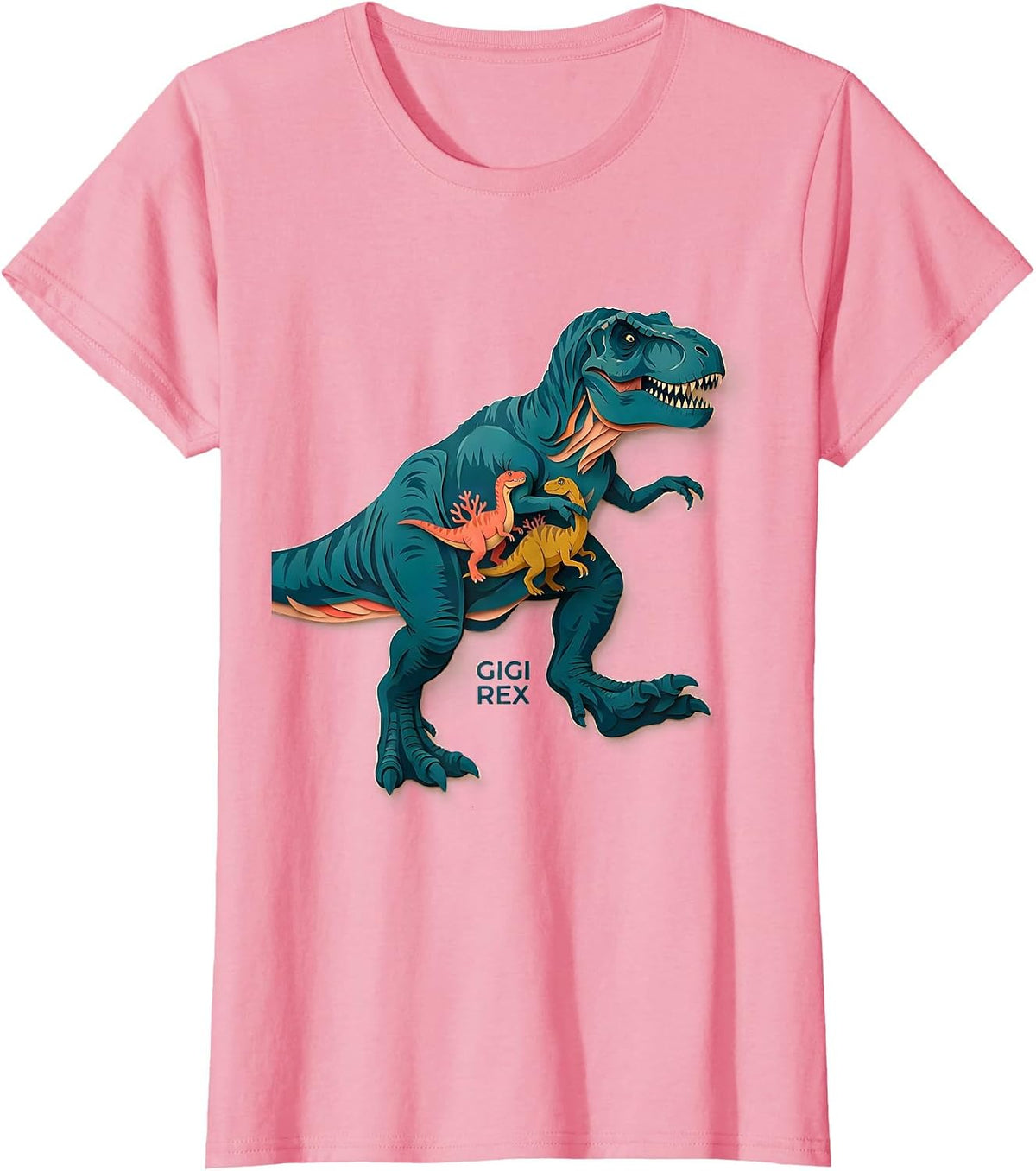 Women's Gigi Rex Funny Dinosaur Family Humor T-Rex Gift T-Shirt - Pink