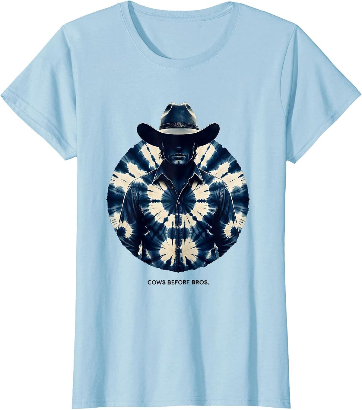 Women's Cows Before Bros Funny Cow Lover Design T-Shirt - Baby Blue