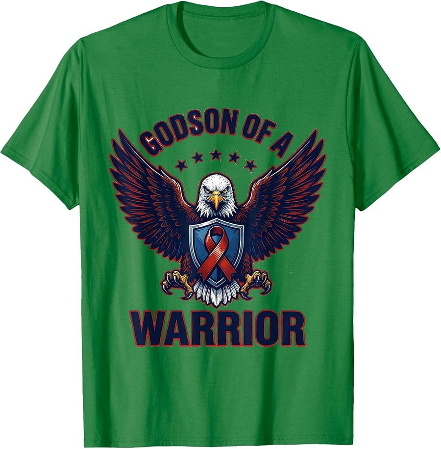 Men's Godson Of A Warrior Patriotic Diabetes Awareness Blue Ribbon T-Shirt - Kelly Green