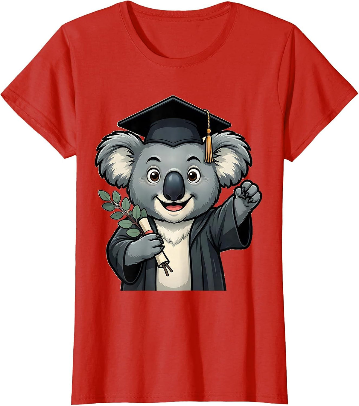 Proud Koala Graduation Cap Cartoon Animal Lover Gift T-Shirt - Red