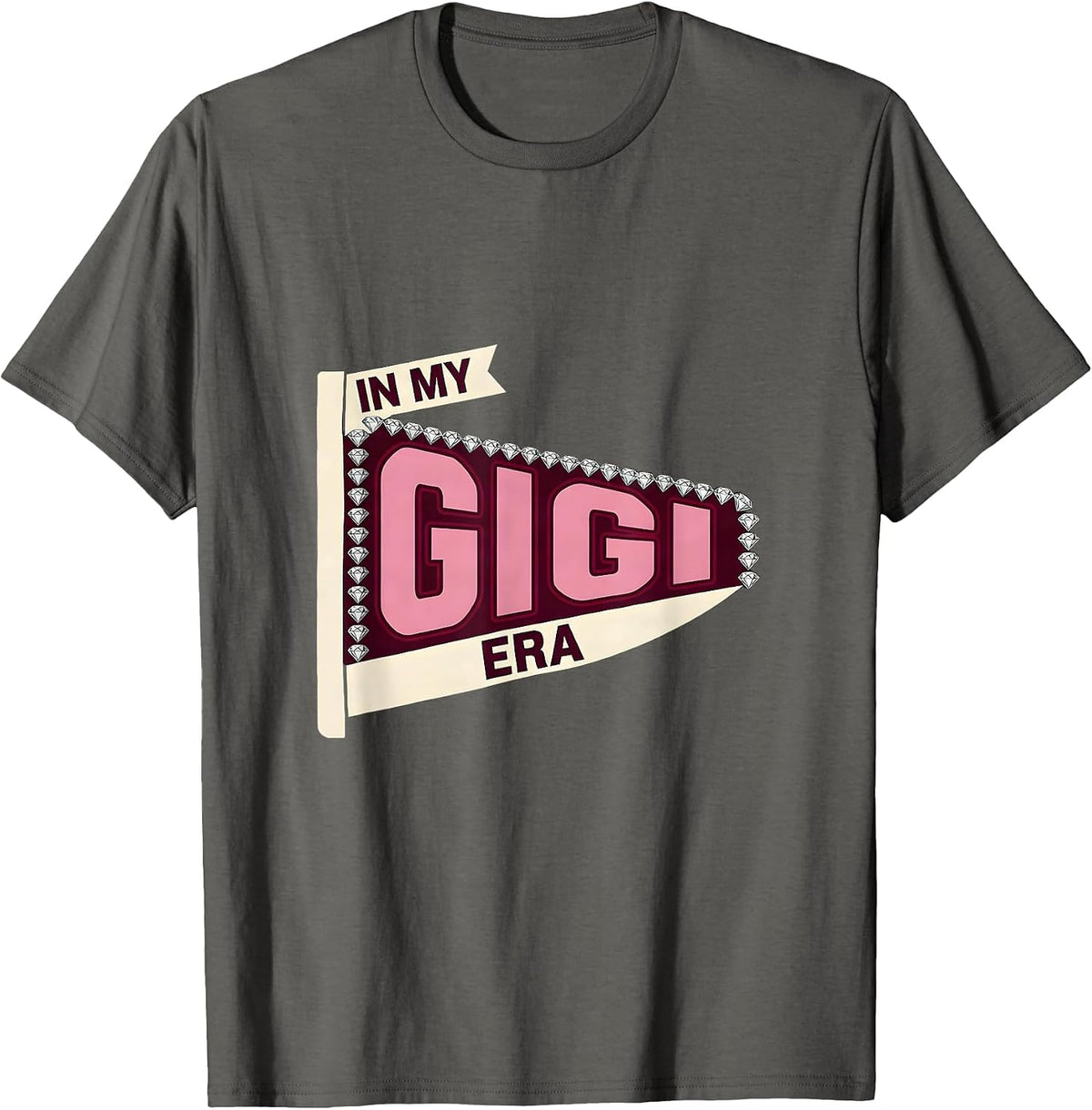 In My Gigi Era Sparkle Varsity Retro Groovy Mother's Day T-Shirt - Asphalt Grey