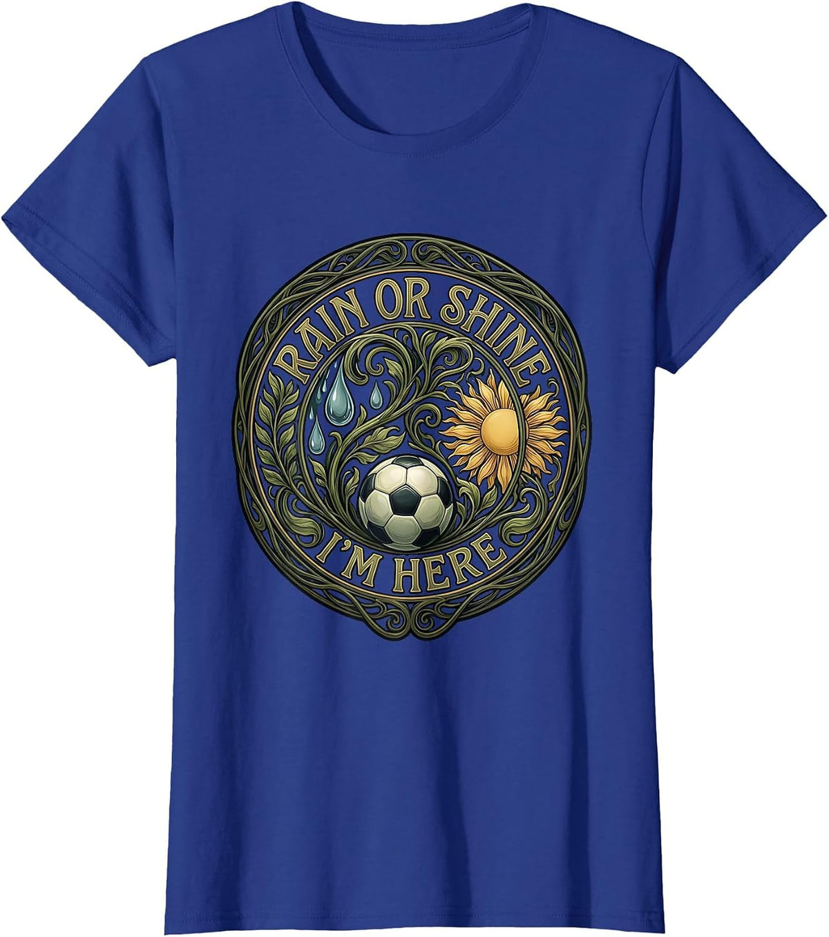 Women's Rain or Shine Soccer Dad Graphic Design T-Shirt - Royal Blue