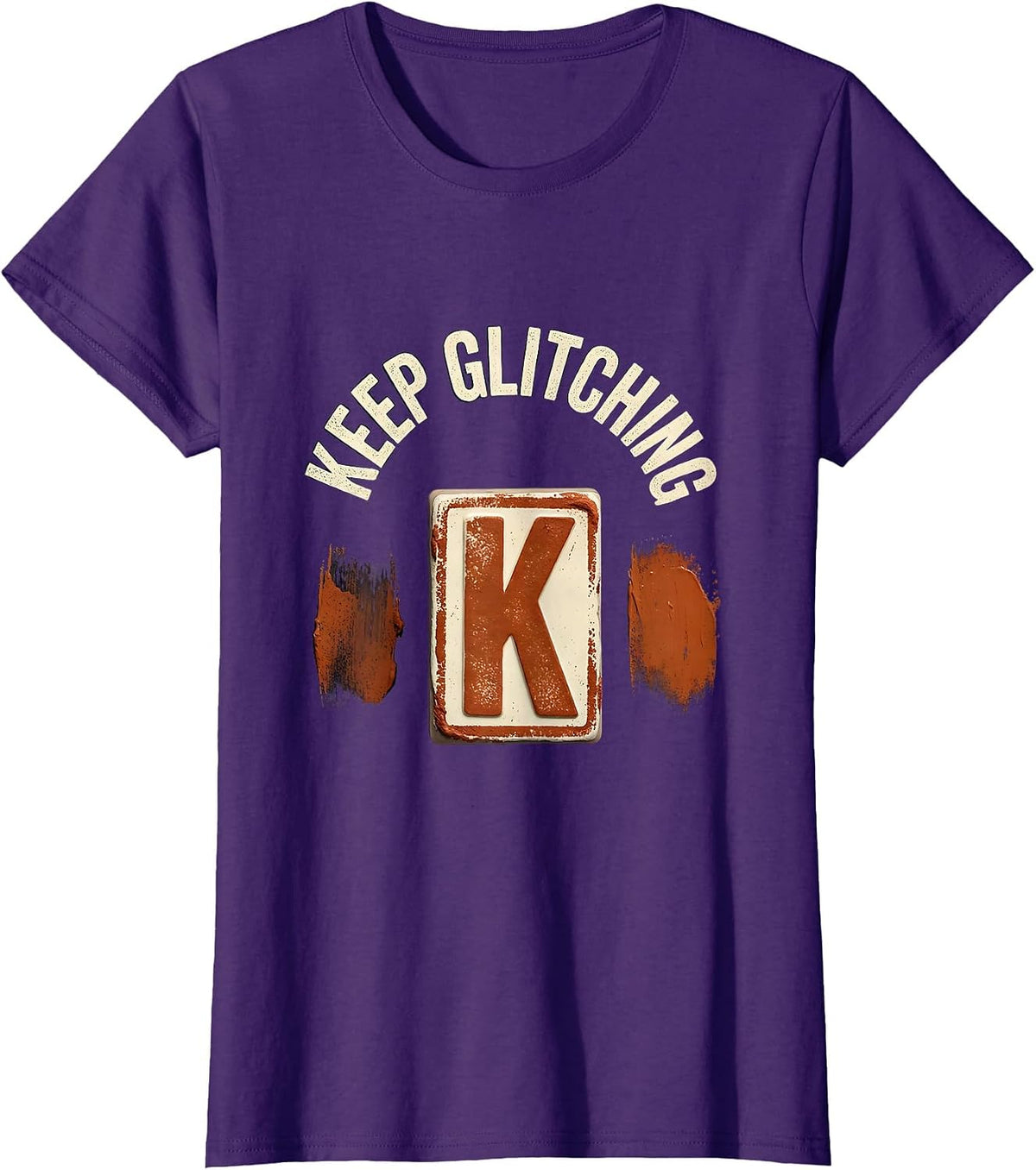 Women's Keep Glitching Rubber Stamp Artist Art Teacher Humor T-Shirt - Purple