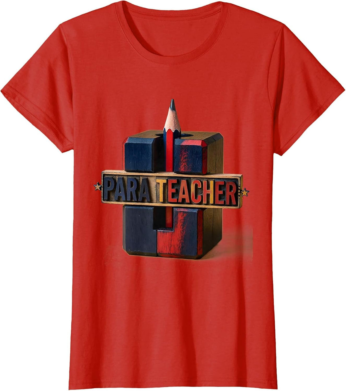Women's Para Teacher Retro Pencil Sharpener Back To School Teacher T-Shirt - Red