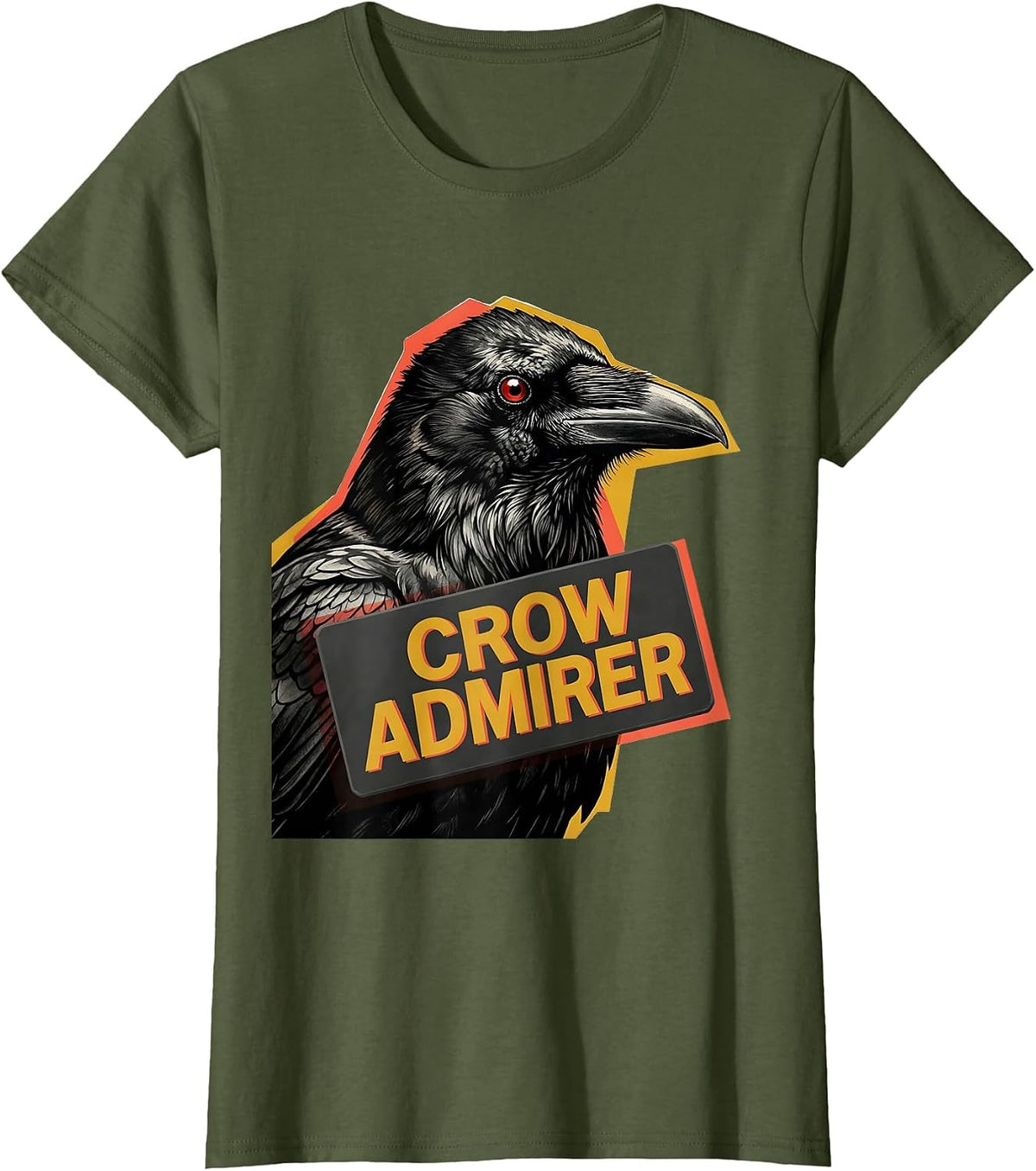 Women's Crow Admirer Gothic Crow Fan Bird Enthusiast Dark Humor T-Shirt - Olive Green
