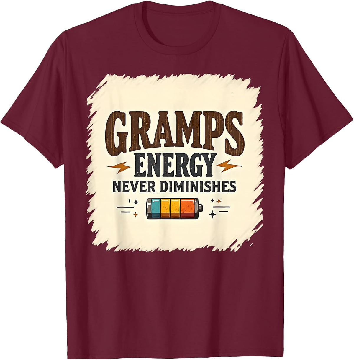 Gramps Energy Never Diminishes Grandpa Design T-Shirt - Burgundy