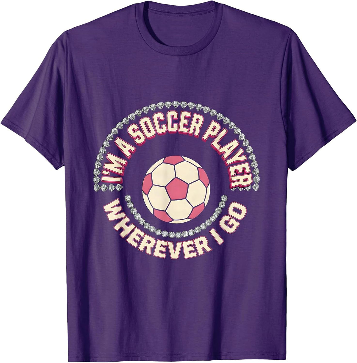 Men's I'm A Soccer Player Wherever I Go Sparkle Varsity Soccer T-Shirt - Purple