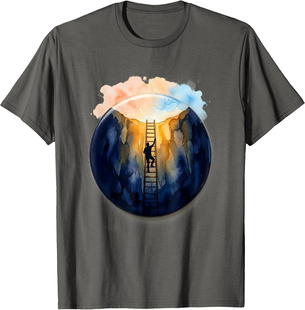 Men's Climbing Out Mental Health Awareness Graphic T-Shirt - Asphalt Grey
