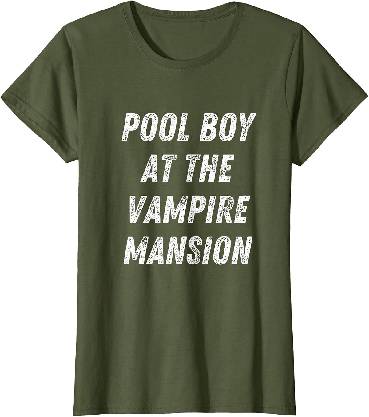 Pool Boy At The Vampire Mansion Funny Emo Goth T-Shirt - Olive Green