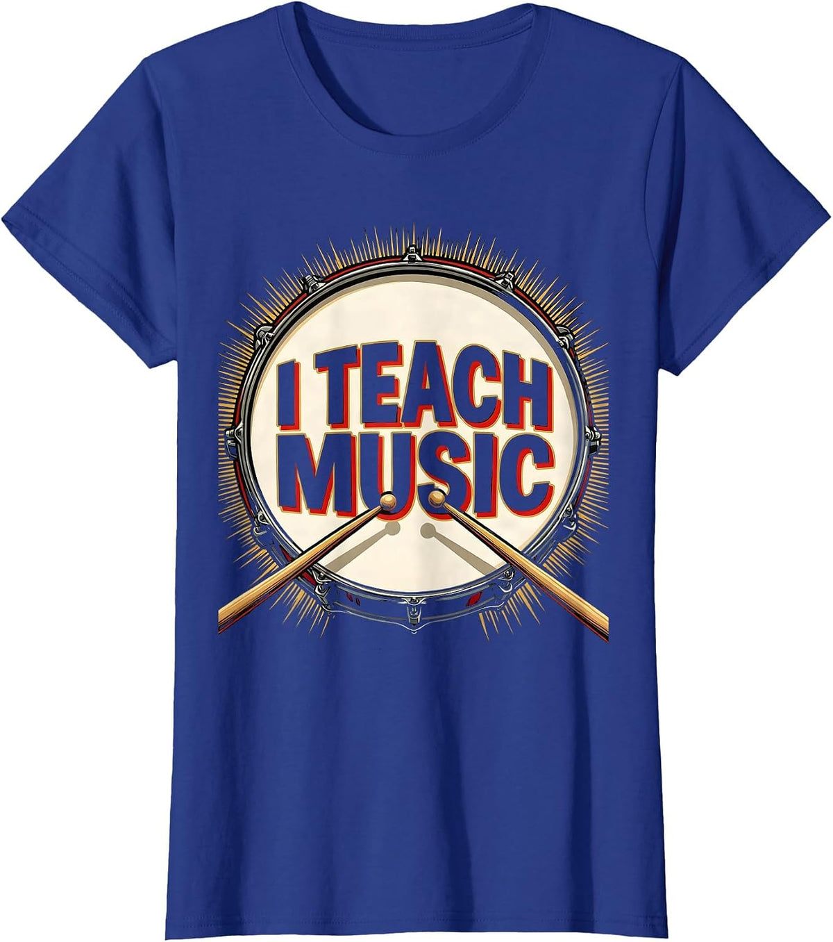 Women's I Teach Music Pop Art Teacher Back To School Classroom T-Shirt - Royal Blue