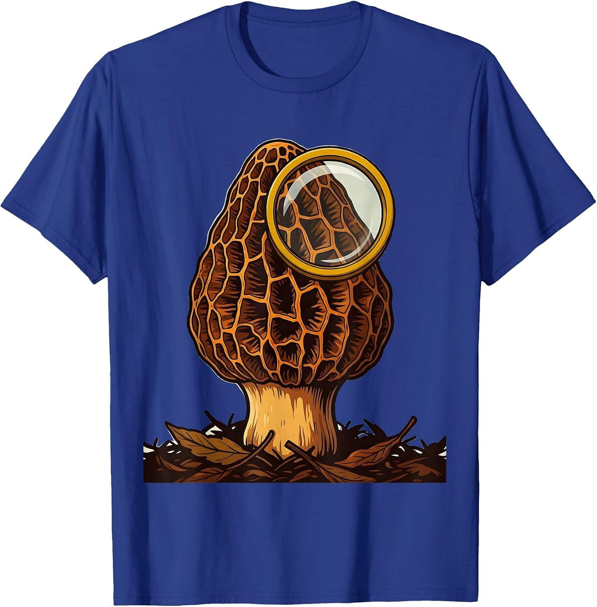 Morel Mushroom Retro 70s Forager Gift T-Shirt - Royal Blue