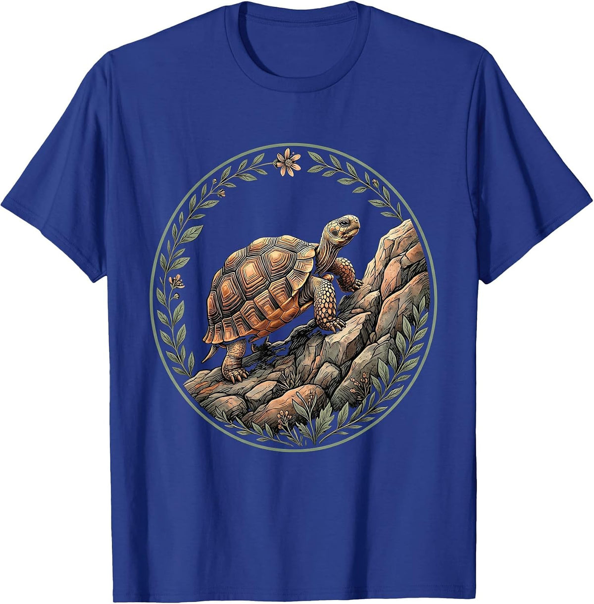 Men's Tortoise Climbing Rocky Hill Illustration T-Shirt - Royal Blue