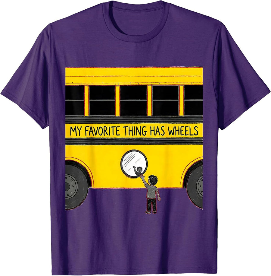 Men's My Favorite Thing Has Wheels Funny School Bus Driver Gift T-Shirt - Purple