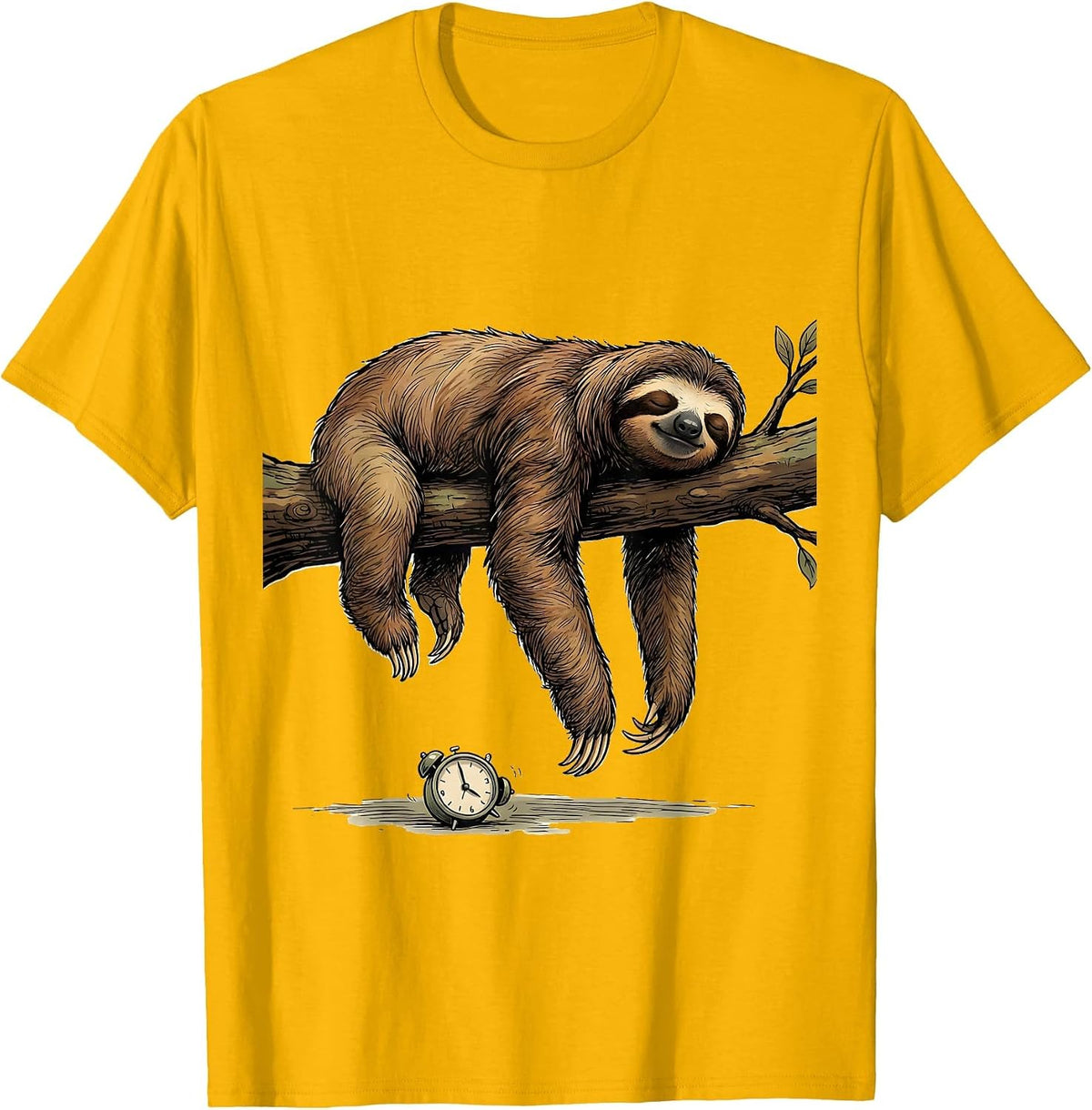 Sleepy Sloth Lazy Humor Animal Lover Gift T-Shirt - Golden Yellow