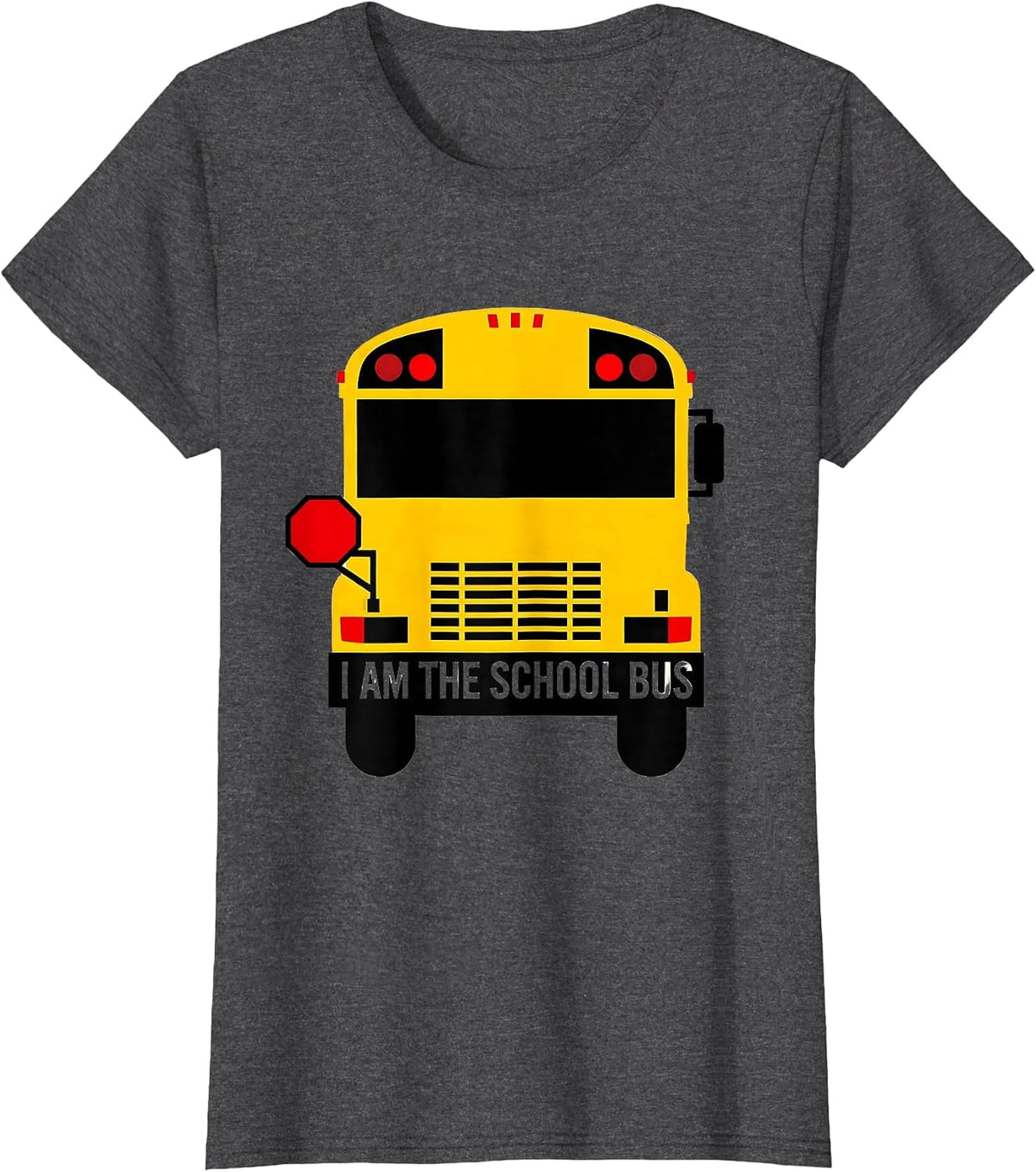 Women's I Am The School Bus Geometric Funny School Bus Driver T-Shirt - Dark Heather Grey