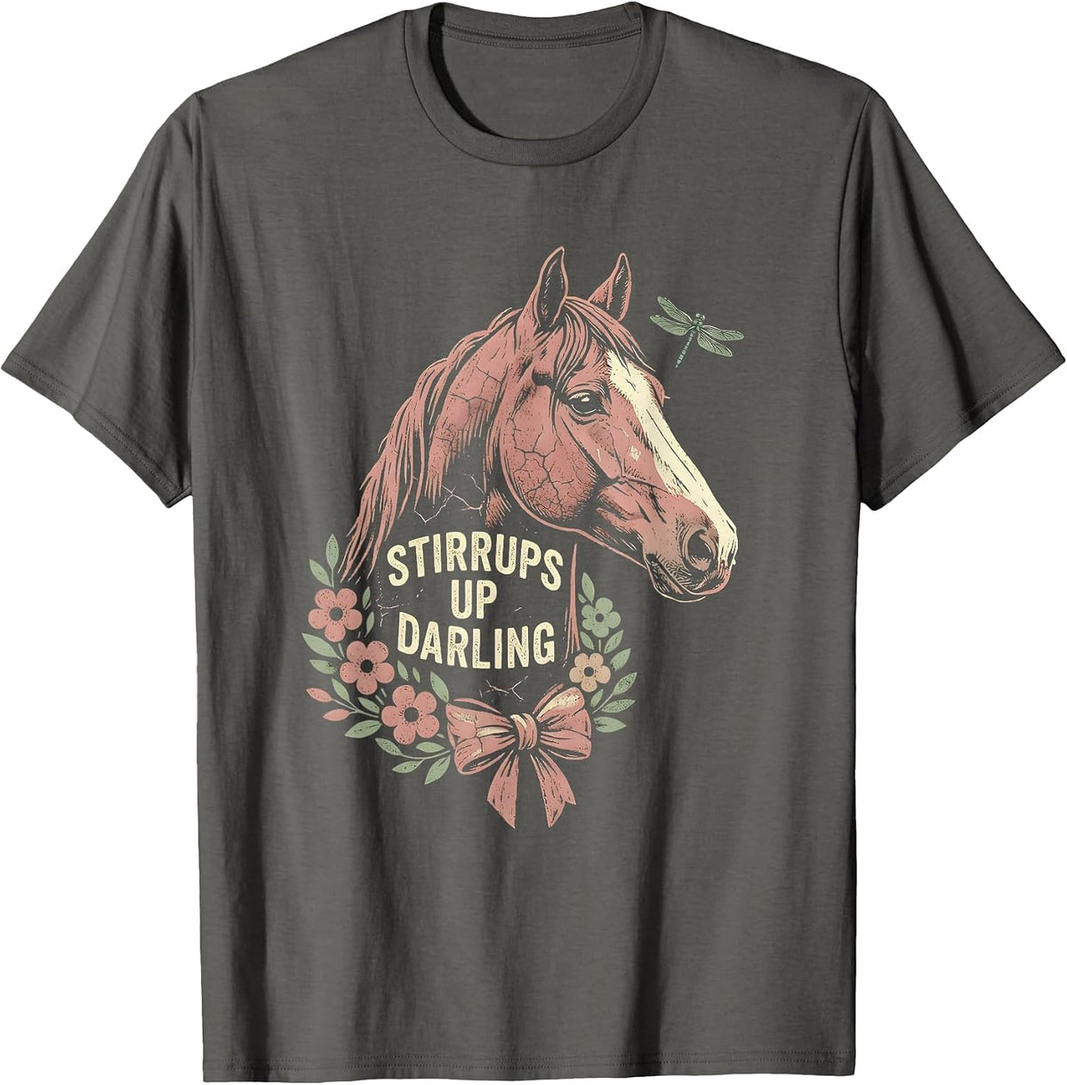 Stirrups Up Darling Horse Riding Design T-Shirt - Asphalt Grey