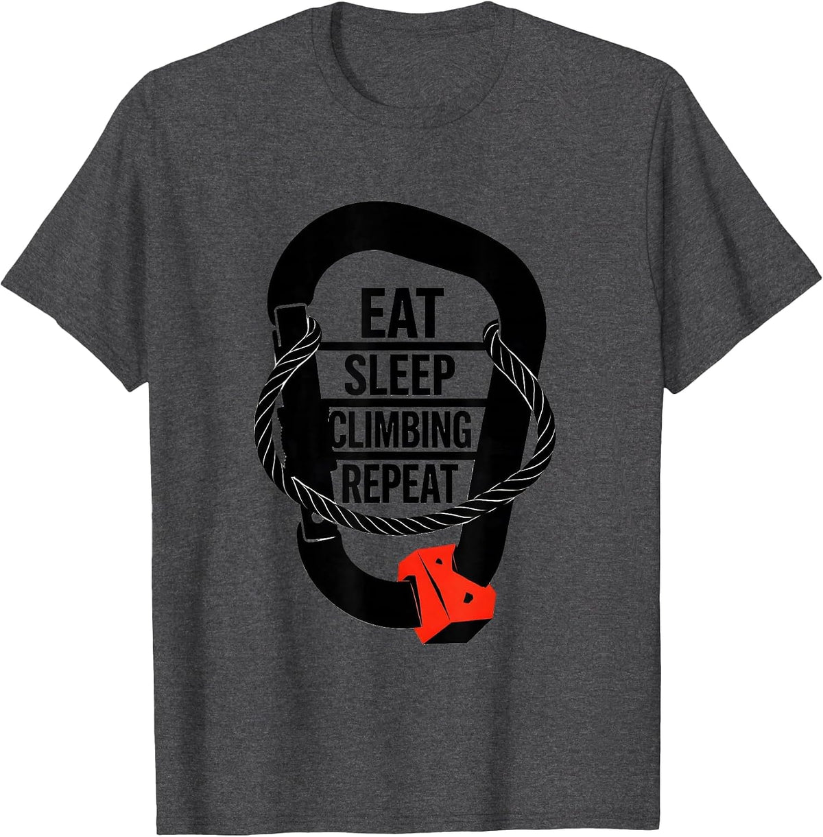 Men's EAT SLEEP CLIMBING REPEAT Minimalist Sport Fan Gift T-Shirt - Dark Heather Grey