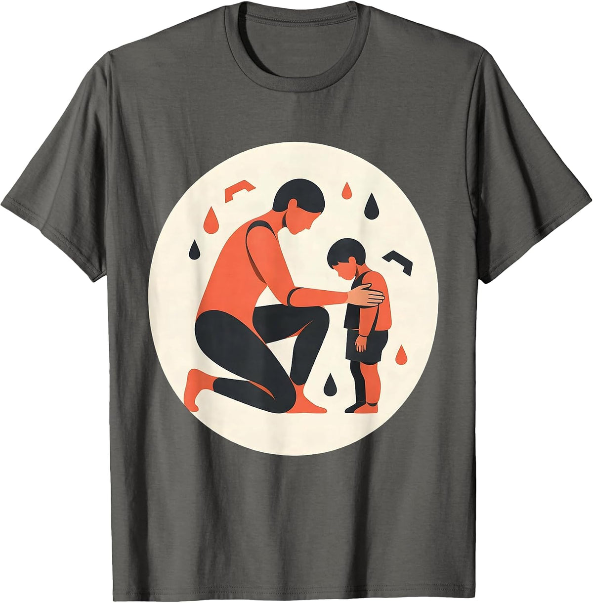 Comfort and Compassion Kneeling Figure Design T-Shirt - Asphalt Grey