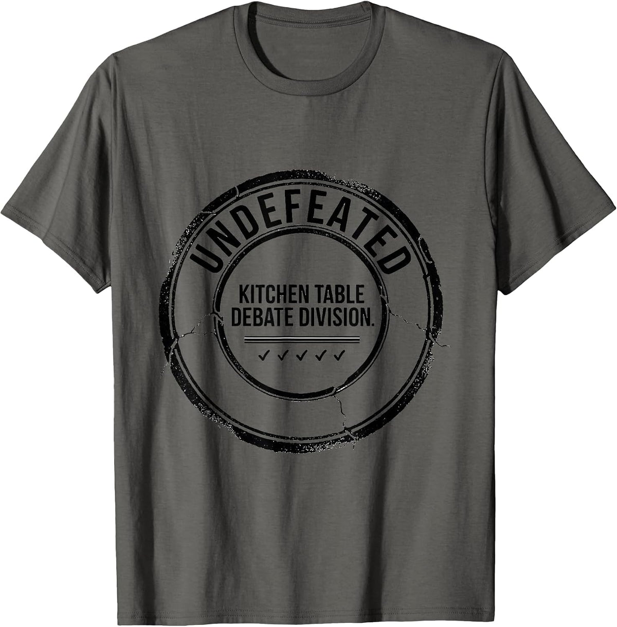 Undefeated: Kitchen Table Debate Division Sarcastic T-Shirt - Asphalt Grey