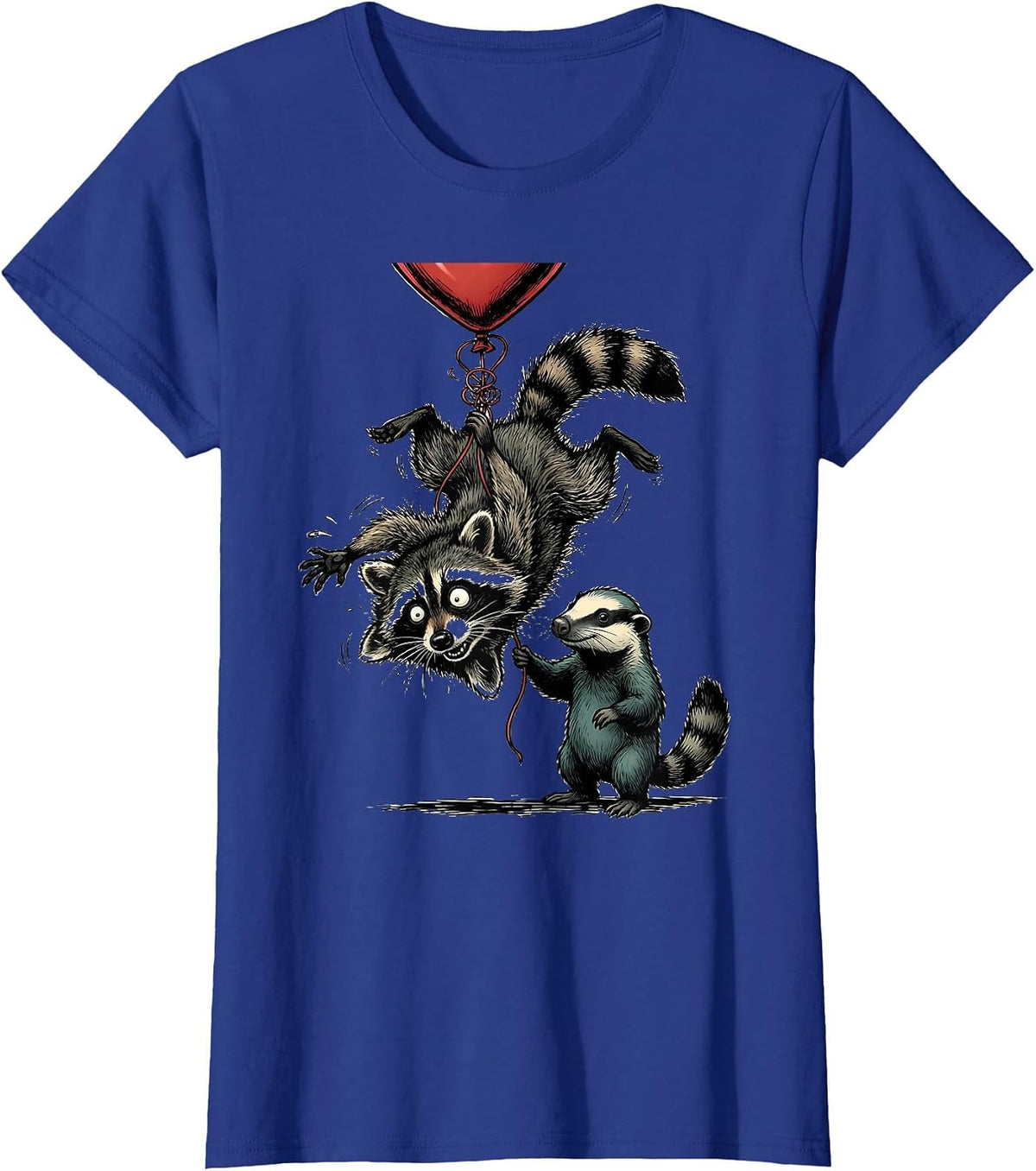 Women's Scruffy Raccoon Opossum Funny Valentine Gift T-Shirt - Royal Blue