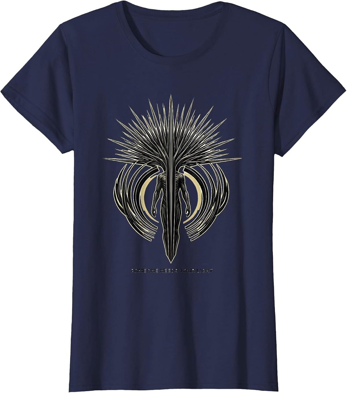 Women's Someone Needs Your Light Inspirational Design T-Shirt - Navy Blue