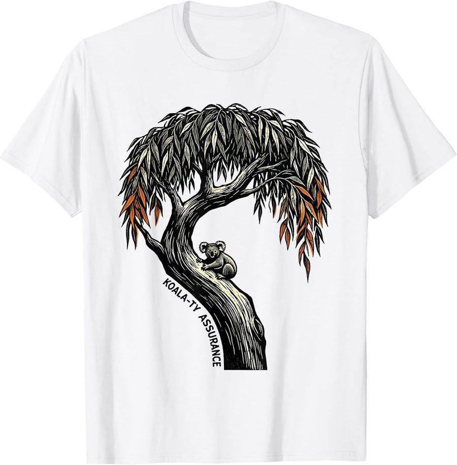 Men's Koala-ty Assurance Cute Koala Pun Animal Lover Humor T-Shirt - White