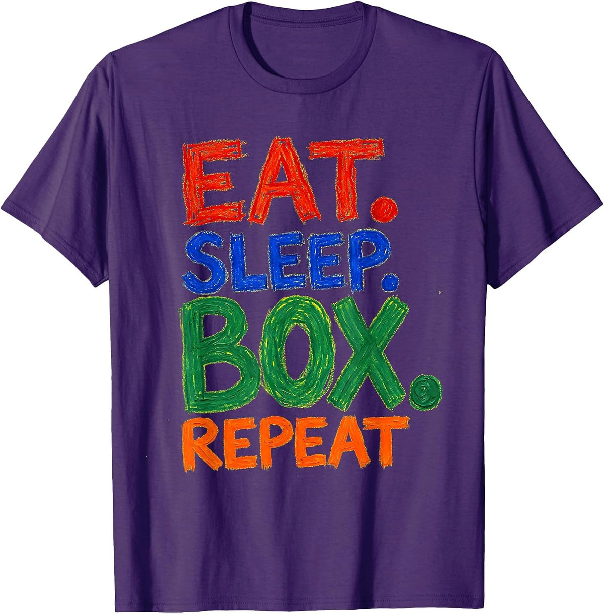 Men's Eat Sleep Box Repeat Boxing Lifestyle Design T-Shirt - Purple