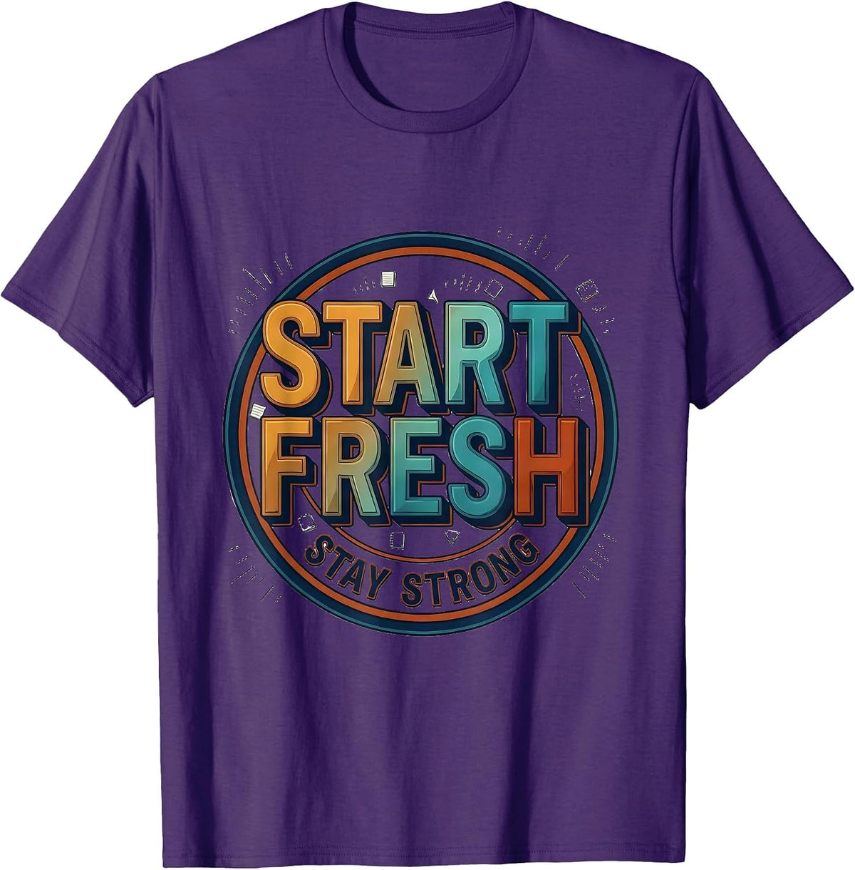 Men's Start Fresh Stay Strong Growth Mindset Teacher Motivational T-Shirt - Purple