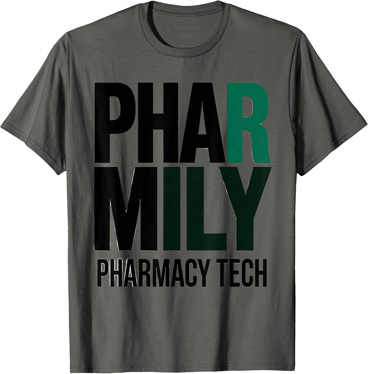 Pharmily Pharmacy Tech Funny Pharmacy Technician Pun T-Shirt - Asphalt Grey