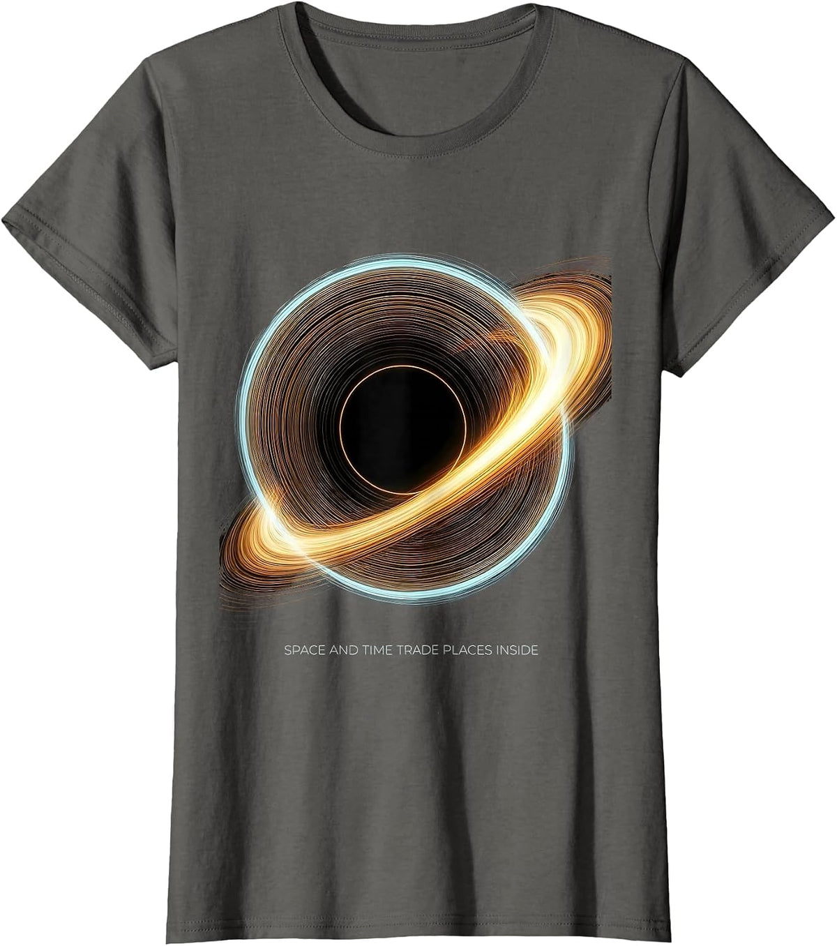 Women's Space And Time Trade Places Inside Black Hole Physics T-Shirt - Asphalt Grey