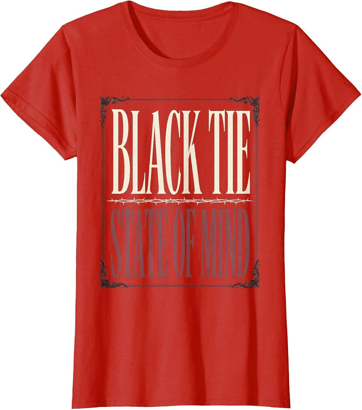 Black Tie State of Mind Tuxedo Graphic Design T-Shirt - Red