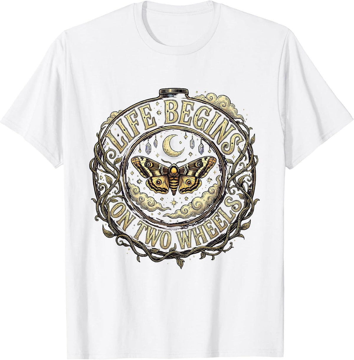 Men's Life Begins On Two Wheels Motorcycle Design T-Shirt - White