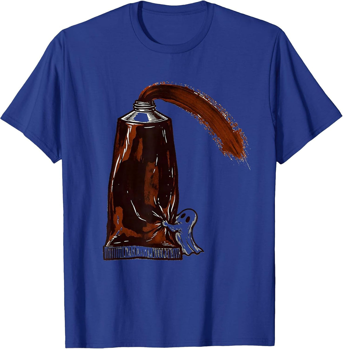 Oversized Paint Tube Ghost Art Teacher Halloween T-Shirt - Royal Blue