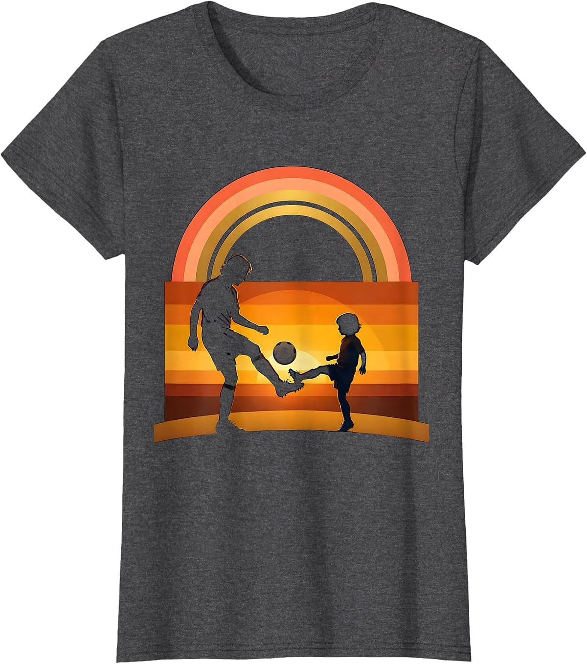 Women's Soccer Dad and Child Backyard Kickaround Graphic T-Shirt - Dark Heather Grey