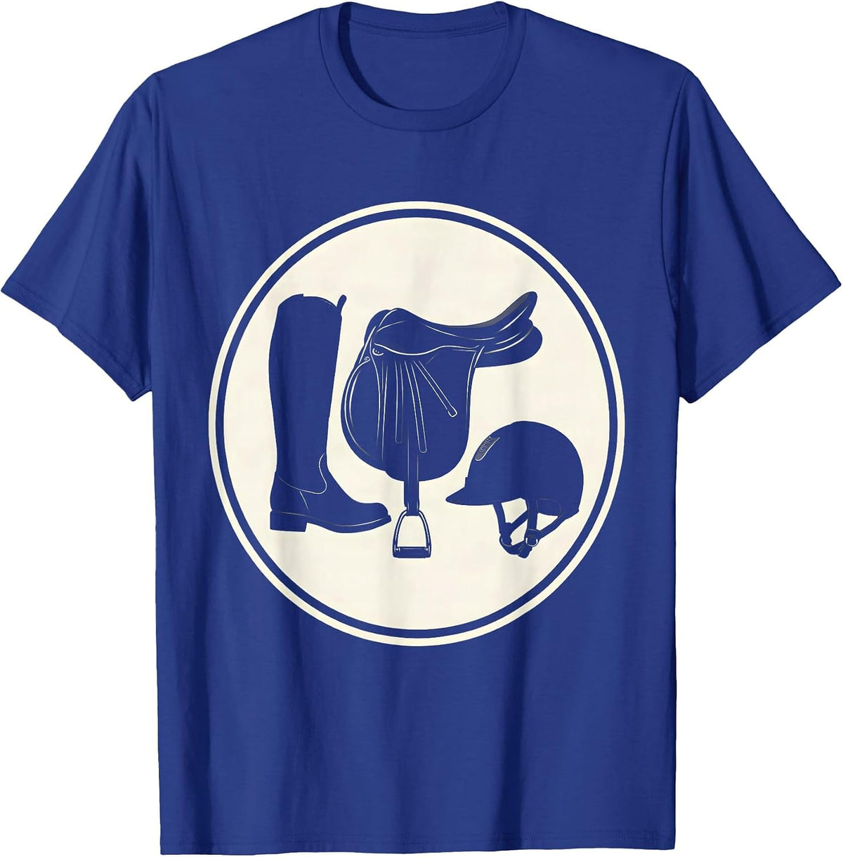 Men's Horse Girl Riding Gear Boots Helmet Saddle Graphic T-Shirt - Royal Blue